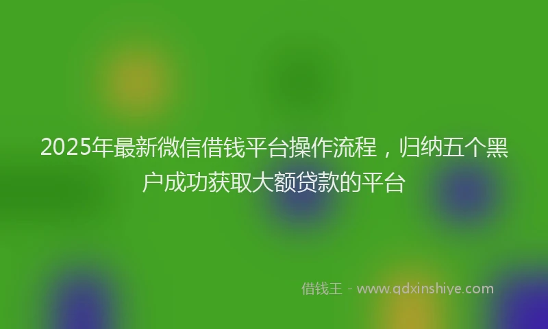 2025年最新微信借钱平台操作流程，归纳五个黑户成功获取大额贷款的平台