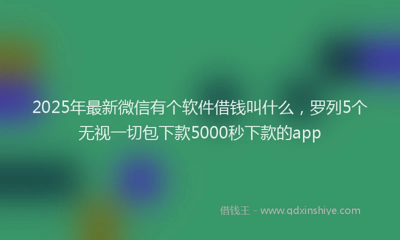 2025年最新微信有个软件借钱叫什么，罗列5个无视一切包下款5000秒下款的app