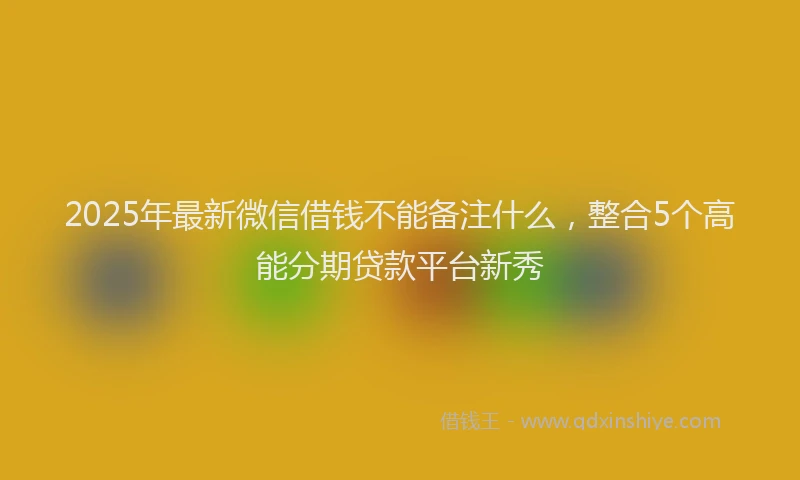 2025年最新微信借钱不能备注什么，整合5个高能分期贷款平台新秀
