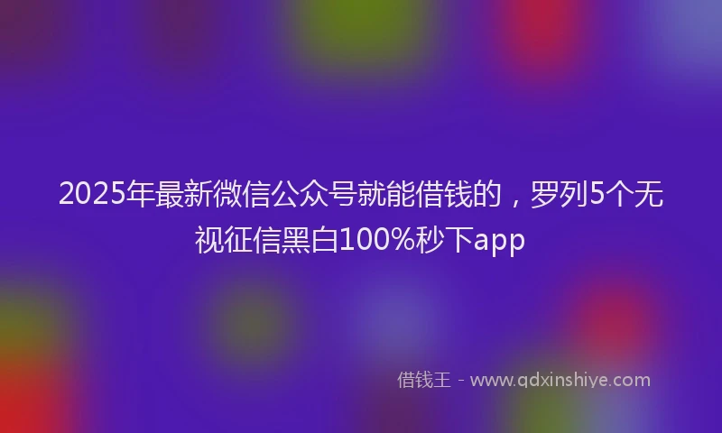 2025年最新微信公众号就能借钱的，罗列5个无视征信黑白100%秒下app