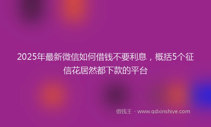2025年最新微信如何借钱不要利息，概括5个征信花居然都下款的平台