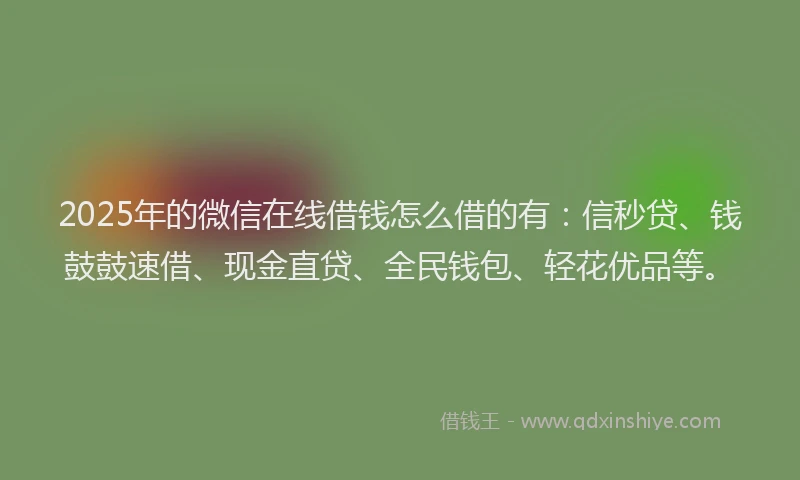 2025年的微信在线借钱怎么借的有：信秒贷、钱鼓鼓速借、现金直贷、全民钱包、轻花优品等。