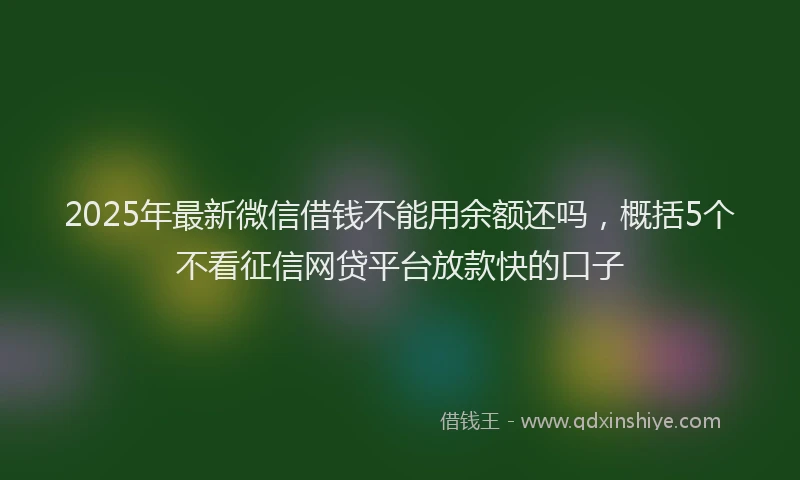 2025年最新微信借钱不能用余额还吗，概括5个不看征信网贷平台放款快的口子