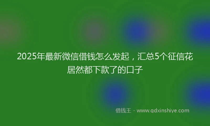 2025年最新微信借钱怎么发起，汇总5个征信花居然都下款了的口子