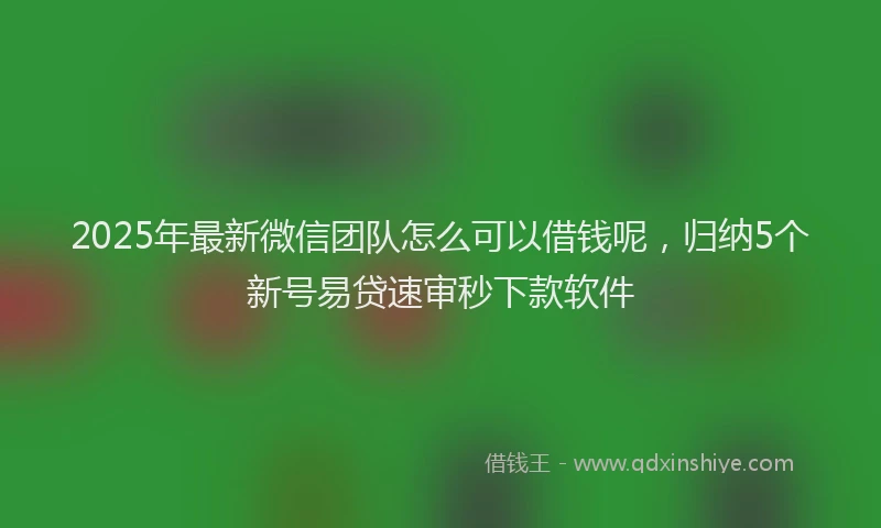 2025年最新微信团队怎么可以借钱呢，归纳5个新号易贷速审秒下款软件