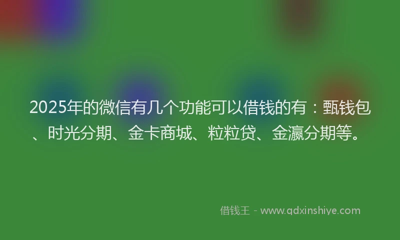 2025年的微信有几个功能可以借钱的有：甄钱包、时光分期、金卡商城、粒粒贷、金瀛分期等。