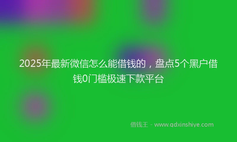 2025年最新微信怎么能借钱的，盘点5个黑户借钱0门槛极速下款平台
