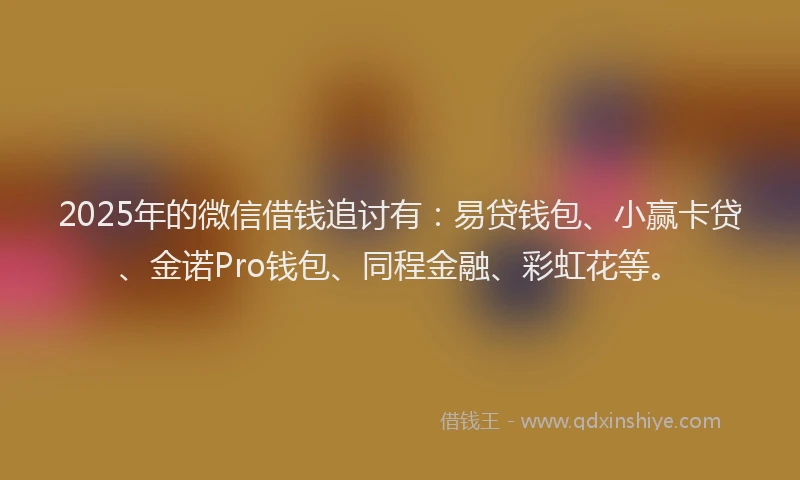 2025年的微信借钱追讨有：易贷钱包、小赢卡贷、金诺Pro钱包、同程金融、彩虹花等。
