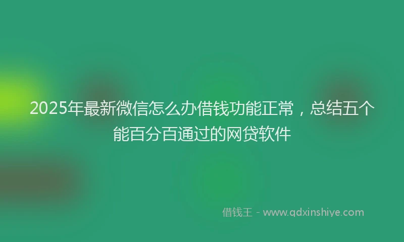2025年最新微信怎么办借钱功能正常，总结五个能百分百通过的网贷软件