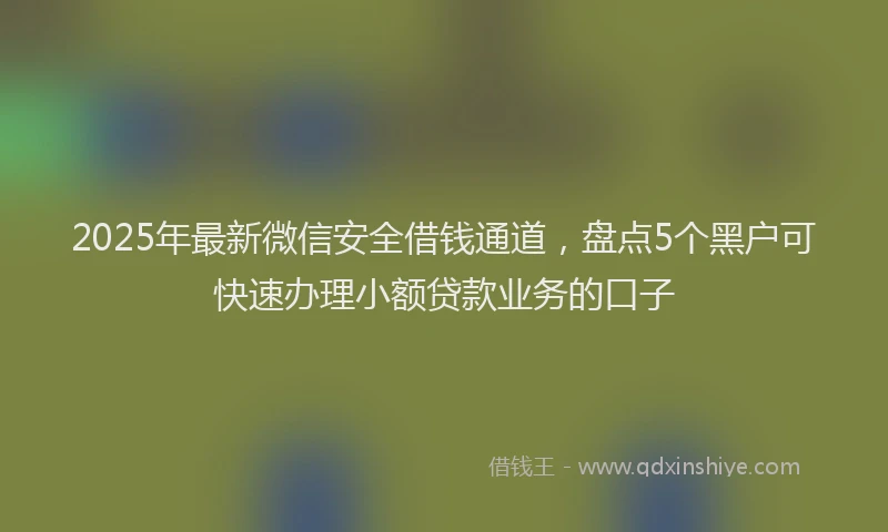 2025年最新微信安全借钱通道，盘点5个黑户可快速办理小额贷款业务的口子