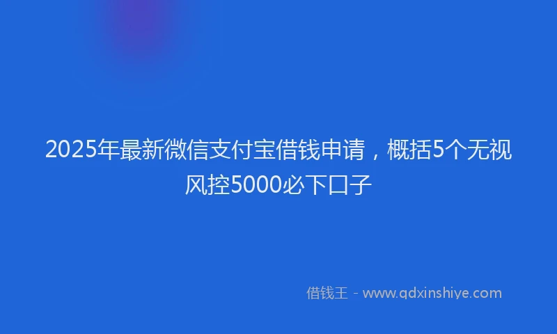2025年最新微信支付宝借钱申请，概括5个无视风控5000必下口子