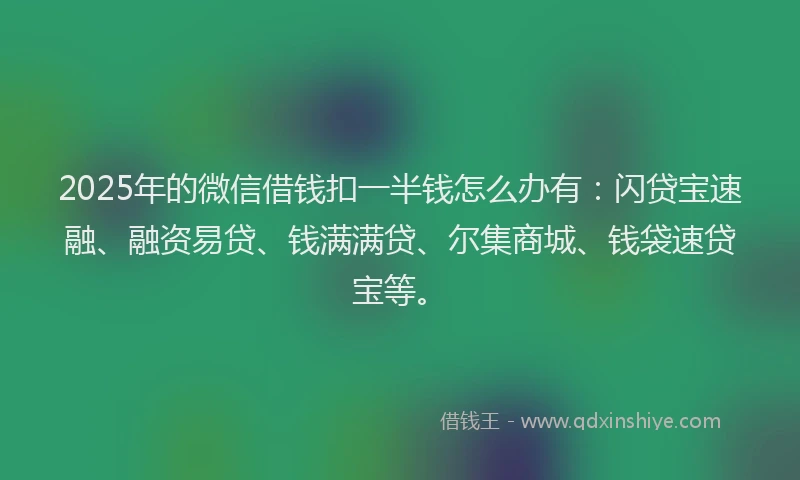 2025年的微信借钱扣一半钱怎么办有：闪贷宝速融、融资易贷、钱满满贷、尔集商城、钱袋速贷宝等。