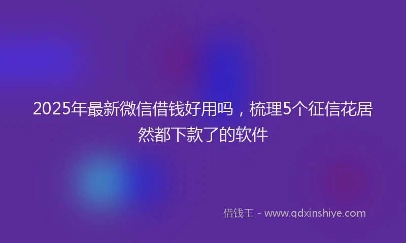 2025年最新微信借钱好用吗，梳理5个征信花居然都下款了的软件