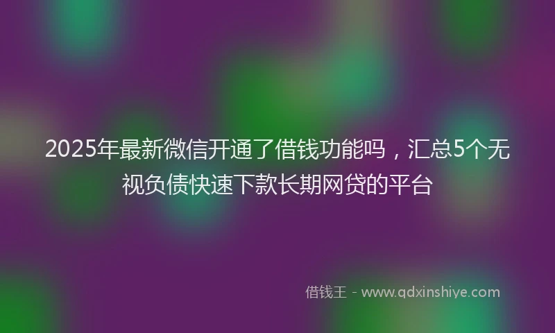 2025年最新微信开通了借钱功能吗，汇总5个无视负债快速下款长期网贷的平台