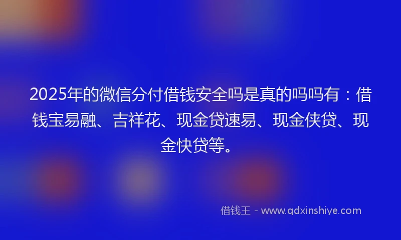 2025年的微信分付借钱安全吗是真的吗吗有：借钱宝易融、吉祥花、现金贷速易、现金侠贷、现金快贷等。