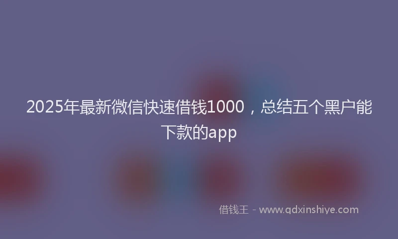 2025年最新微信快速借钱1000，总结五个黑户能下款的app