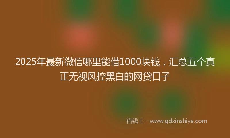 2025年最新微信哪里能借1000块钱，汇总五个真正无视风控黑白的网贷口子
