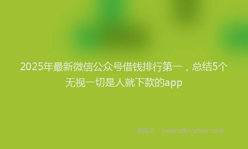 2025年最新微信公众号借钱排行第一，总结5个无视一切是人就下款的app