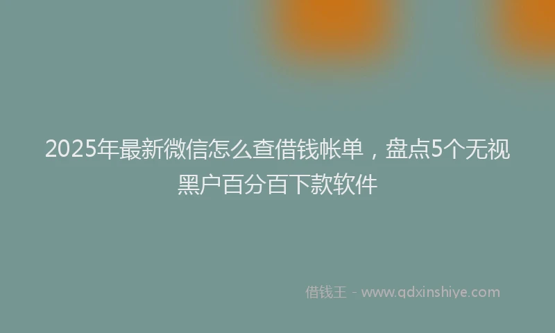 2025年最新微信怎么查借钱帐单，盘点5个无视黑户百分百下款软件
