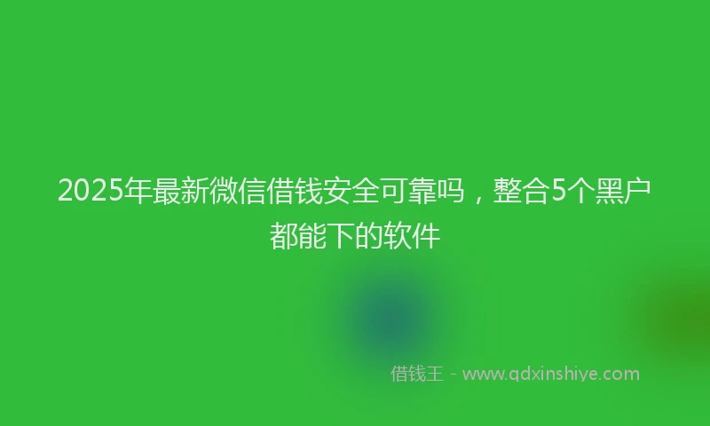 2025年最新微信借钱安全可靠吗，整合5个黑户都能下的软件
