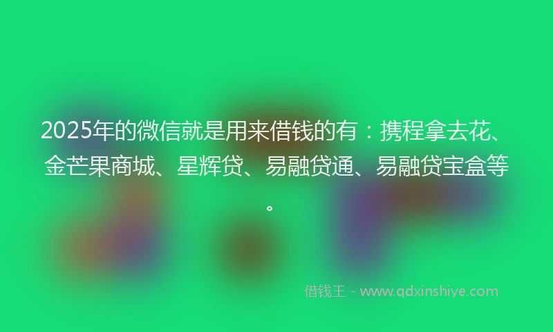 2025年的微信就是用来借钱的有：携程拿去花、金芒果商城、星辉贷、易融贷通、易融贷宝盒等。