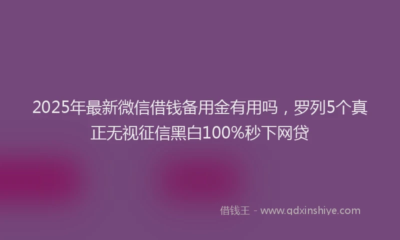 2025年最新微信借钱备用金有用吗，罗列5个真正无视征信黑白100%秒下网贷