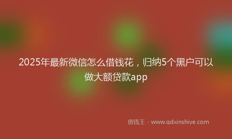2025年最新微信怎么借钱花，归纳5个黑户可以做大额贷款app
