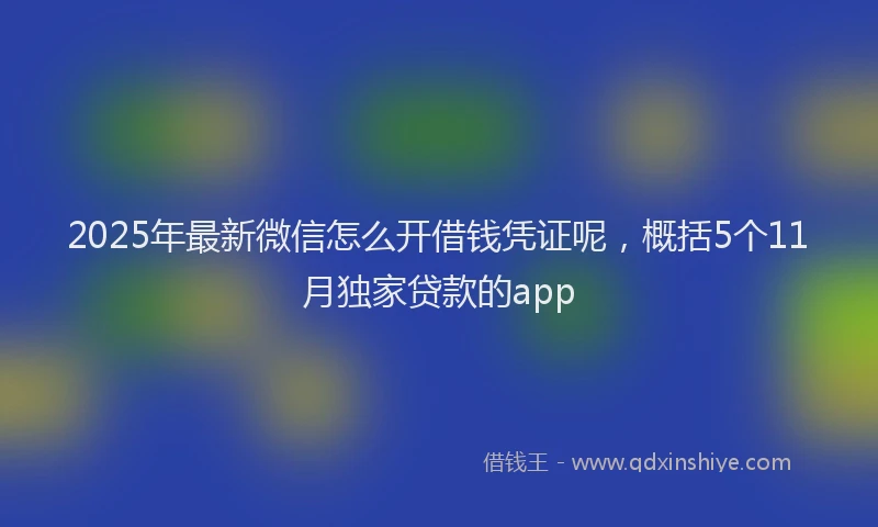 2025年最新微信怎么开借钱凭证呢，概括5个11月独家贷款的app