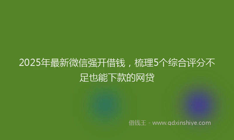 2025年最新微信强开借钱，梳理5个综合评分不足也能下款的网贷