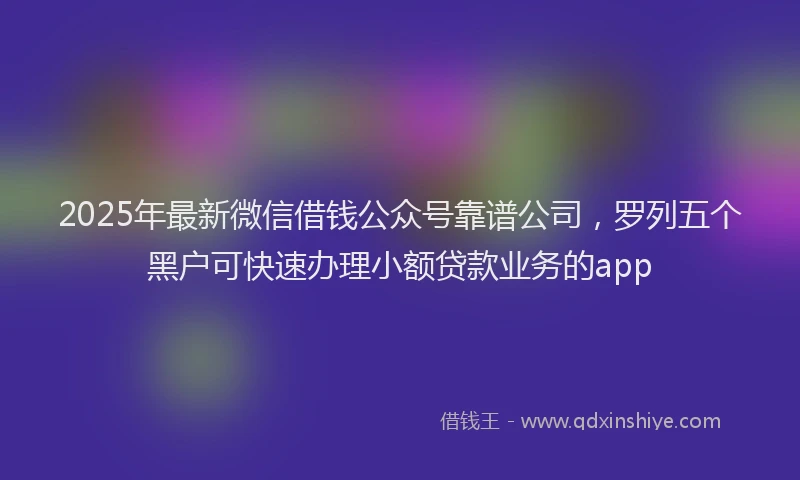 2025年最新微信借钱公众号靠谱公司，罗列五个黑户可快速办理小额贷款业务的app