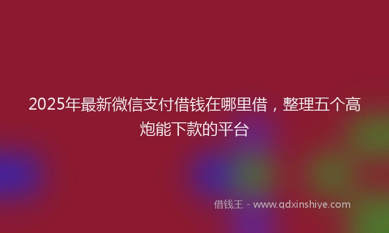 2025年最新微信支付借钱在哪里借，整理五个高炮能下款的平台