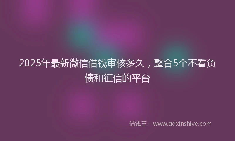 2025年最新微信借钱审核多久，整合5个不看负债和征信的平台