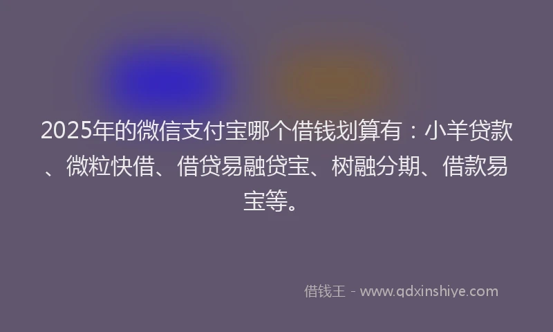 2025年的微信支付宝哪个借钱划算有：小羊贷款、微粒快借、借贷易融贷宝、树融分期、借款易宝等。