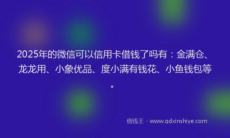 2025年的微信可以信用卡借钱了吗有：金满仓、龙龙用、小象优品、度小满有钱花、小鱼钱包等。