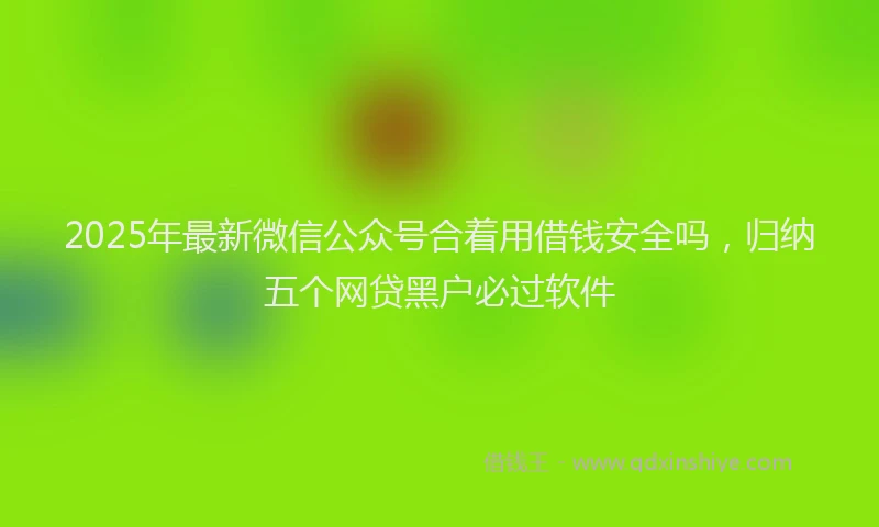 2025年最新微信公众号合着用借钱安全吗，归纳五个网贷黑户必过软件