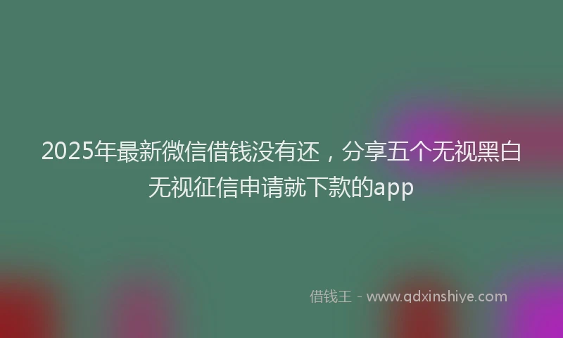 2025年最新微信借钱没有还，分享五个无视黑白无视征信申请就下款的app