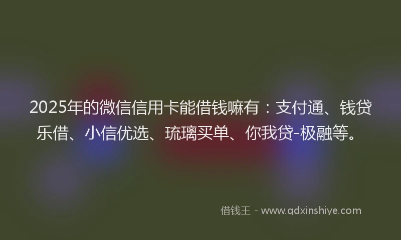 2025年的微信信用卡能借钱嘛有：支付通、钱贷乐借、小信优选、琉璃买单、你我贷-极融等。