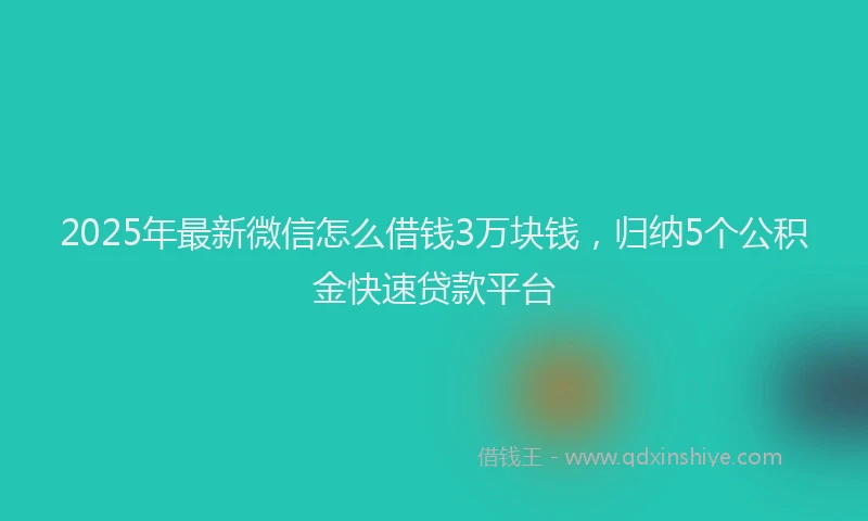 2025年最新微信怎么借钱3万块钱，归纳5个公积金快速贷款平台