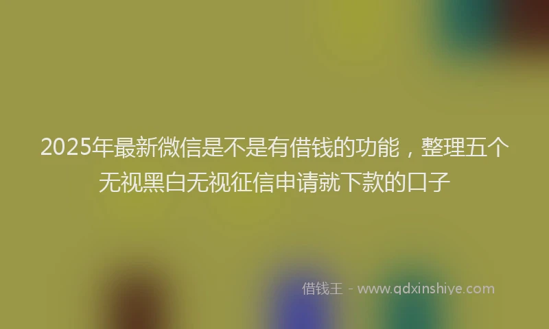 2025年最新微信是不是有借钱的功能，整理五个无视黑白无视征信申请就下款的口子