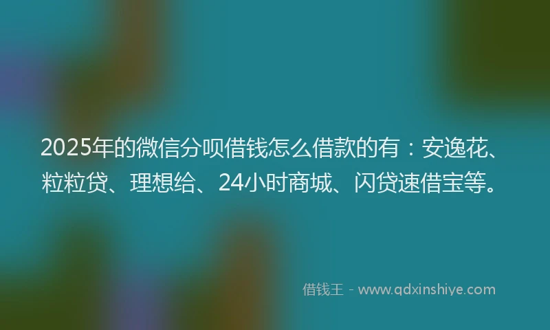 2025年的微信分呗借钱怎么借款的有：安逸花、粒粒贷、理想给、24小时商城、闪贷速借宝等。
