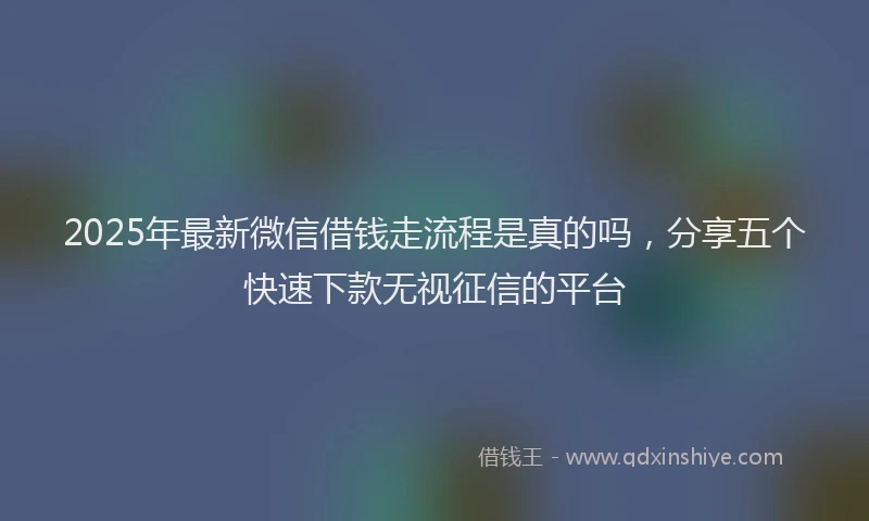 2025年最新微信借钱走流程是真的吗，分享五个快速下款无视征信的平台