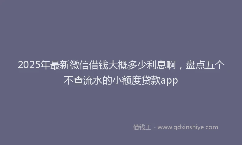 2025年最新微信借钱大概多少利息啊，盘点五个不查流水的小额度贷款app