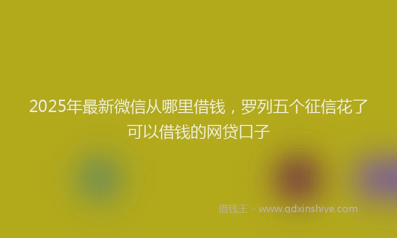 2025年最新微信从哪里借钱，罗列五个征信花了可以借钱的网贷口子