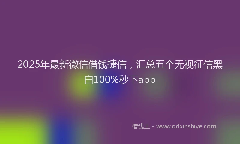 2025年最新微信借钱捷信，汇总五个无视征信黑白100%秒下app