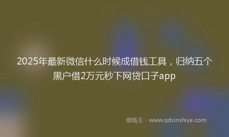 2025年最新微信什么时候成借钱工具，归纳五个黑户借2万元秒下网贷口子app
