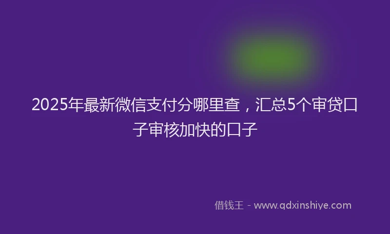 2025年最新微信支付分哪里查，汇总5个审贷口子审核加快的口子