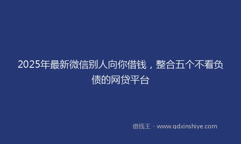 2025年最新微信别人向你借钱，整合五个不看负债的网贷平台