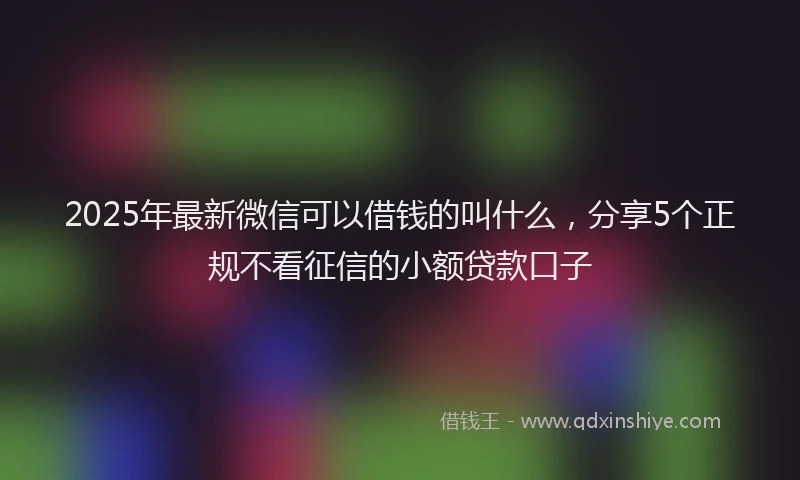 2025年最新微信可以借钱的叫什么，分享5个正规不看征信的小额贷款口子