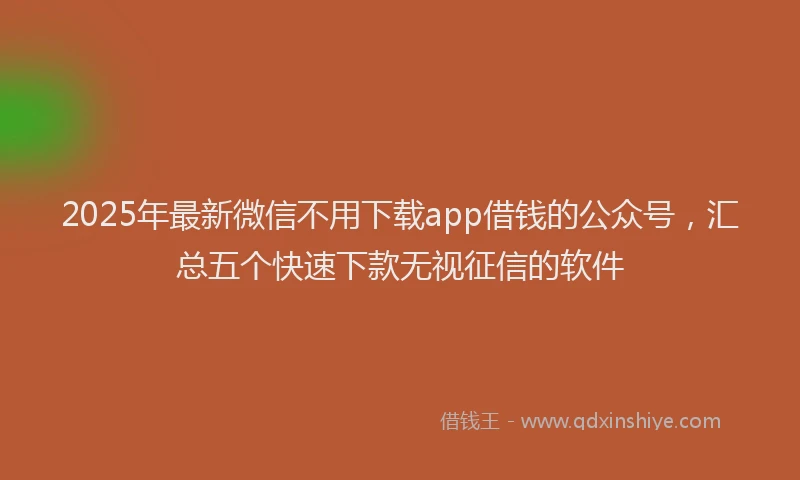 2025年最新微信不用下载app借钱的公众号，汇总五个快速下款无视征信的软件