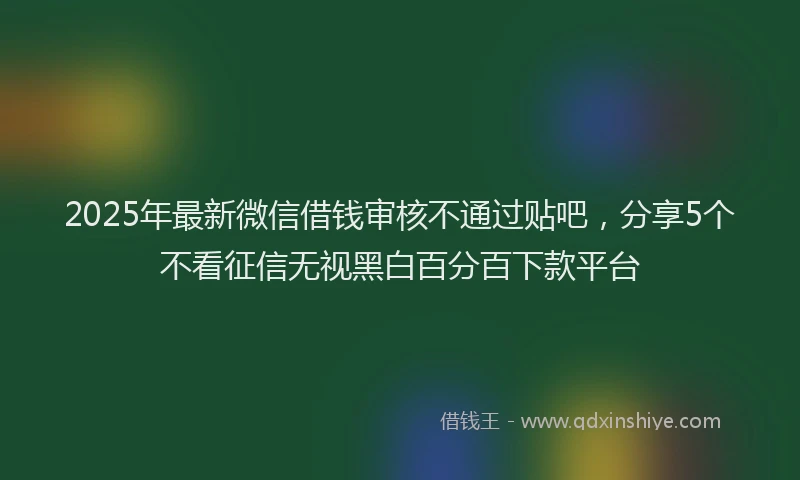 2025年最新微信借钱审核不通过贴吧，分享5个不看征信无视黑白百分百下款平台